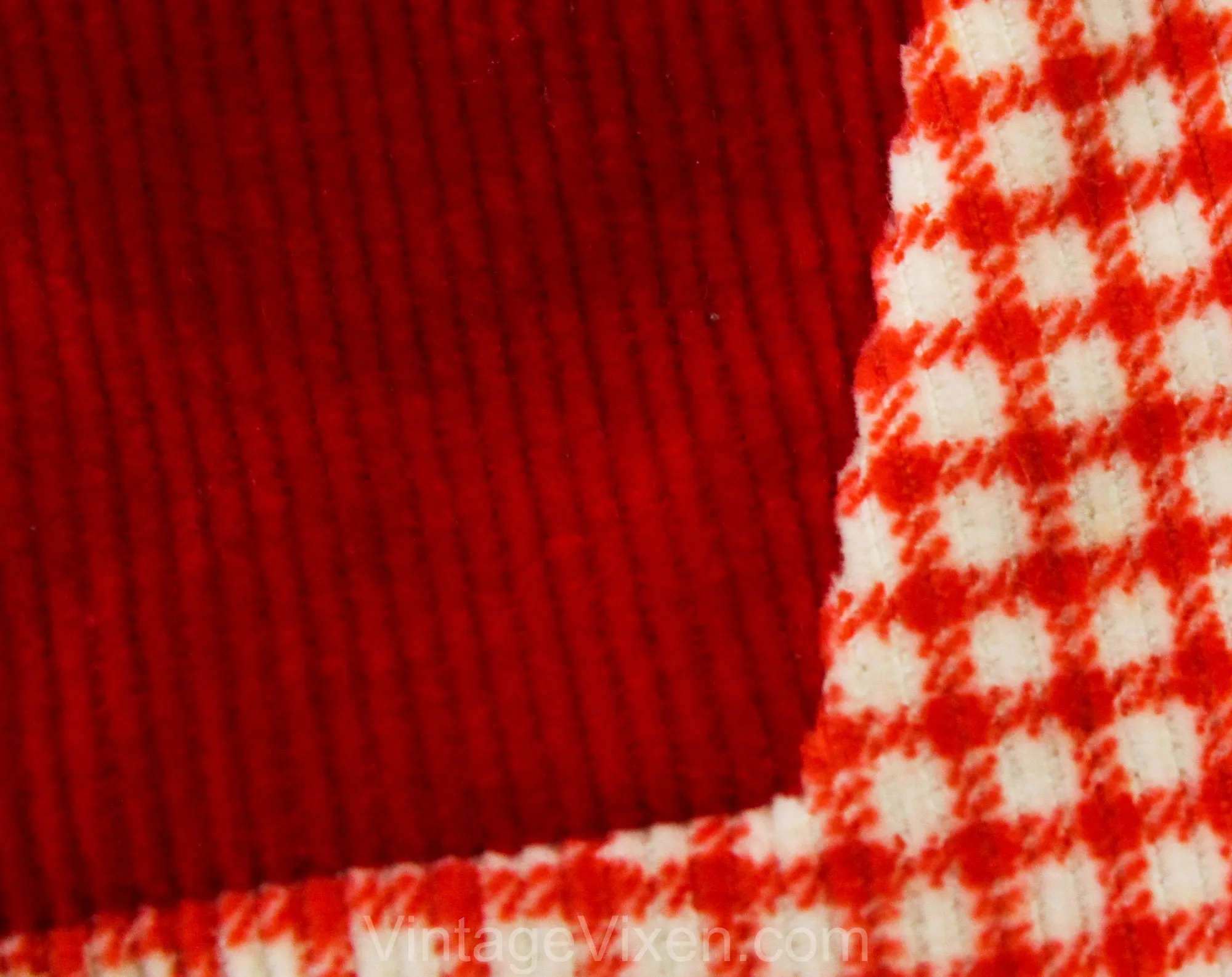 1950s Baby Boy's Red Corduroy Shirt & Short - Size 6 to 9 Months - Little Ricky - Infant Boys Checked 50s Outfit - Waterproof Diaper Cover