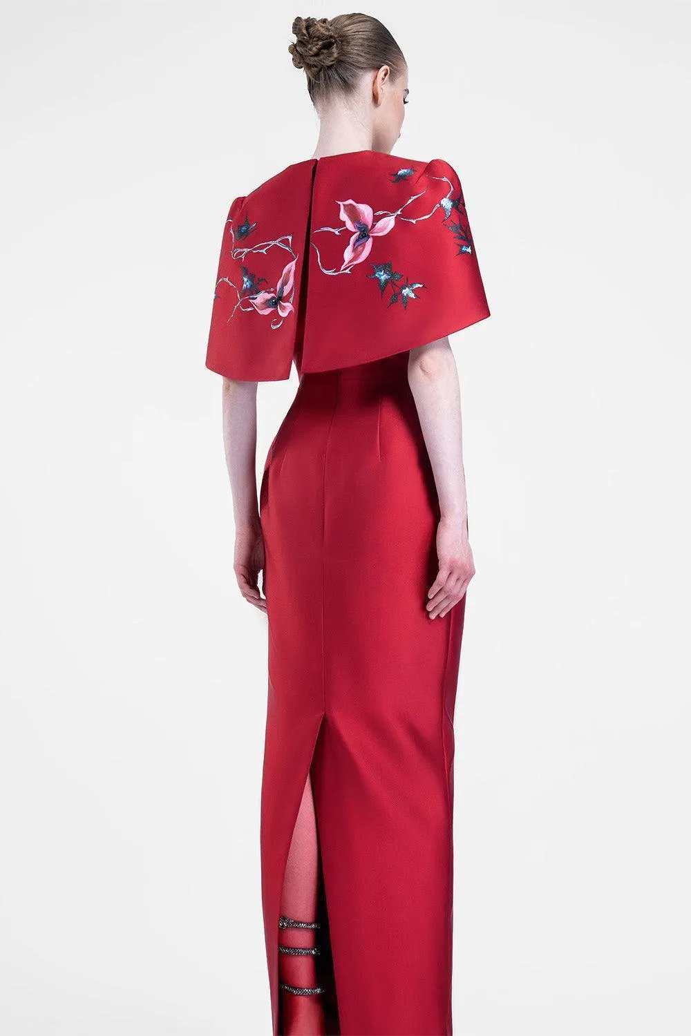 Alani Pegged Cape Sleeved Zibeline Ankle Length Dress