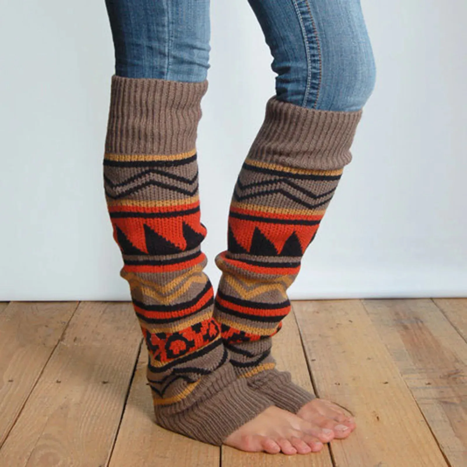 Aztec Design Merino Wool Leg Warmers