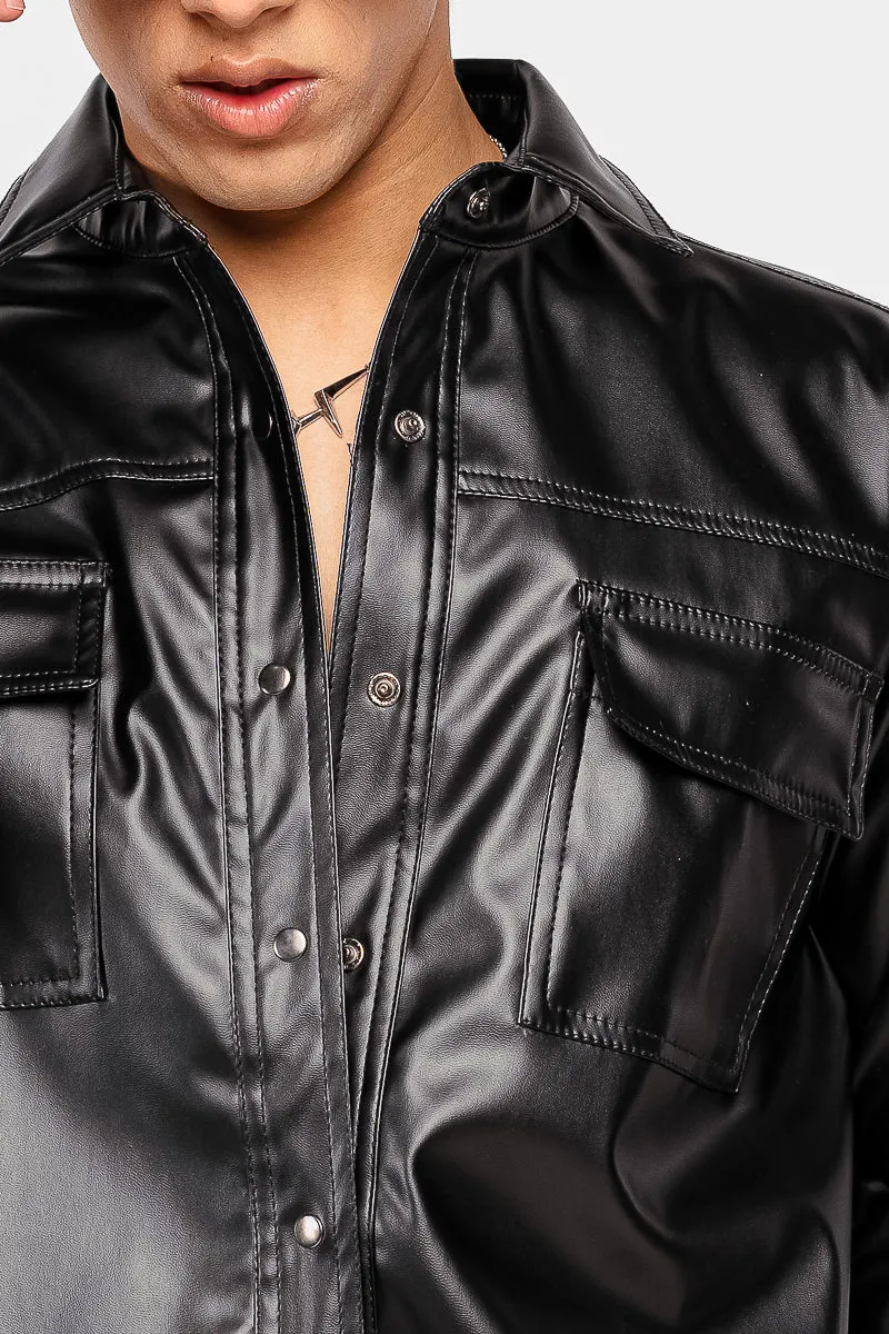 Black Leather Cowboy Men's Jacket