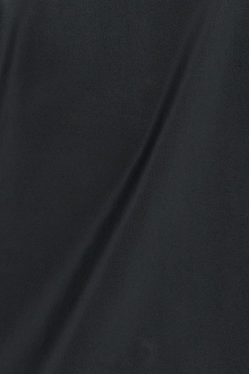 Black Shacket Longline Faux Leather