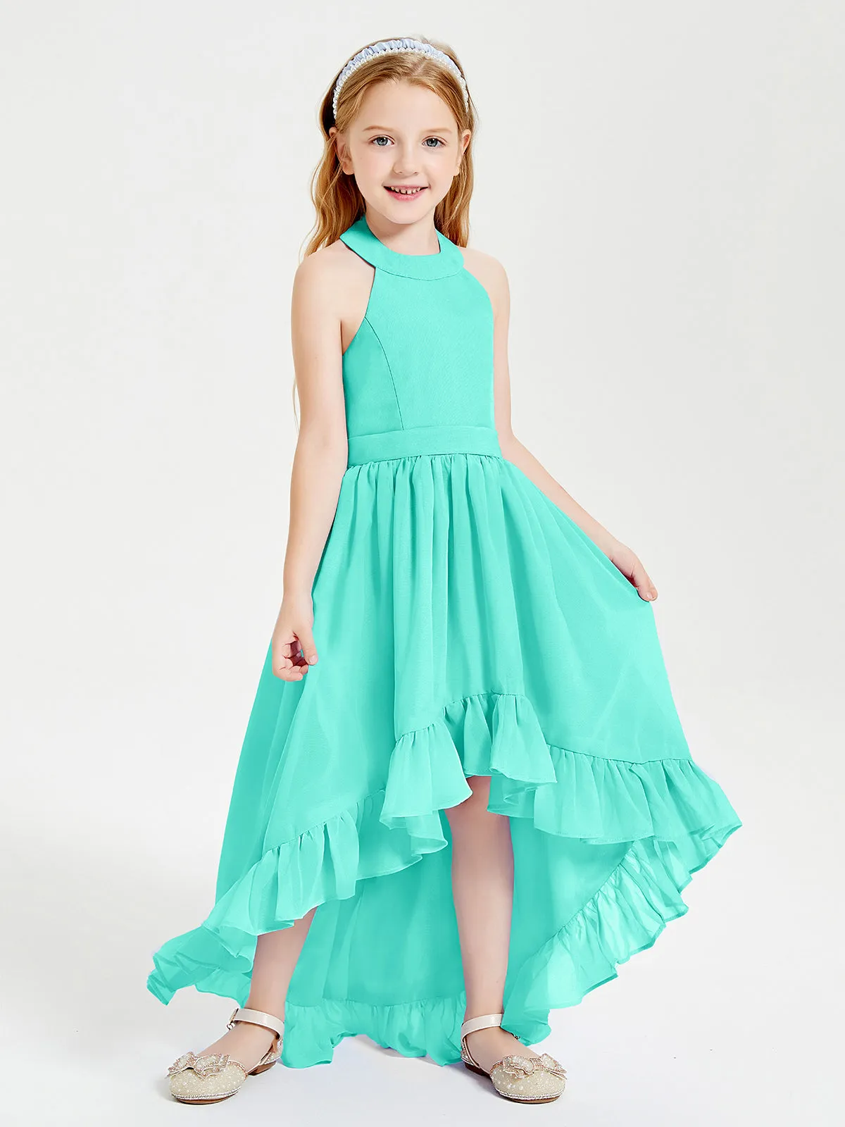 Boho Junior Bridesmaid Dresses Asymmetrical Cascading Skirt Spa