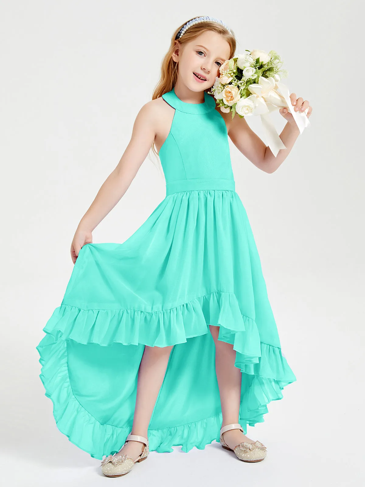 Boho Junior Bridesmaid Dresses Asymmetrical Cascading Skirt Spa