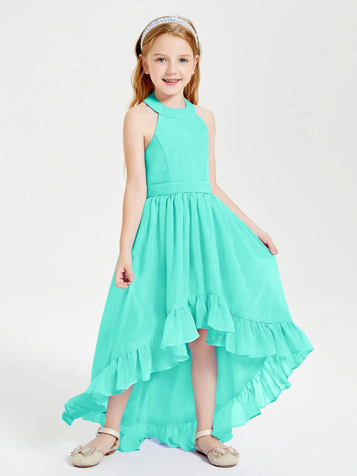 Boho Junior Bridesmaid Dresses Asymmetrical Cascading Skirt Spa