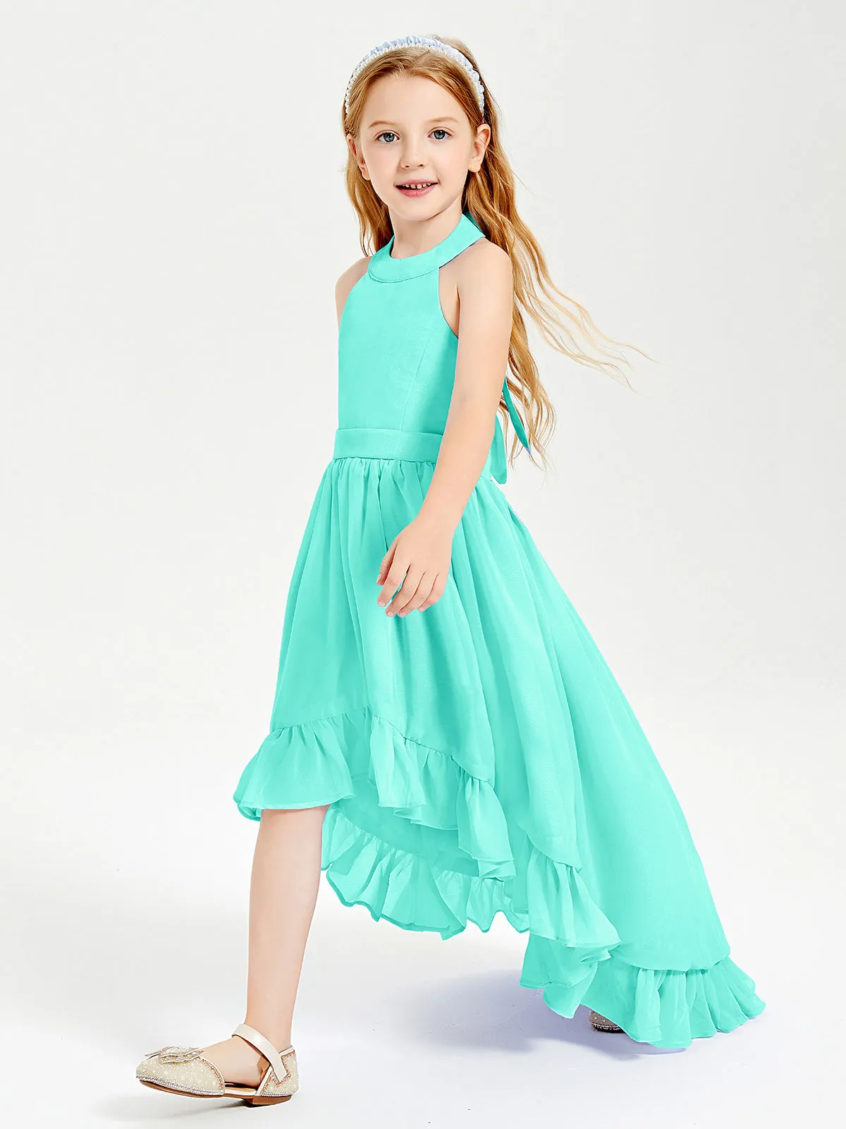 Boho Junior Bridesmaid Dresses Asymmetrical Cascading Skirt Spa