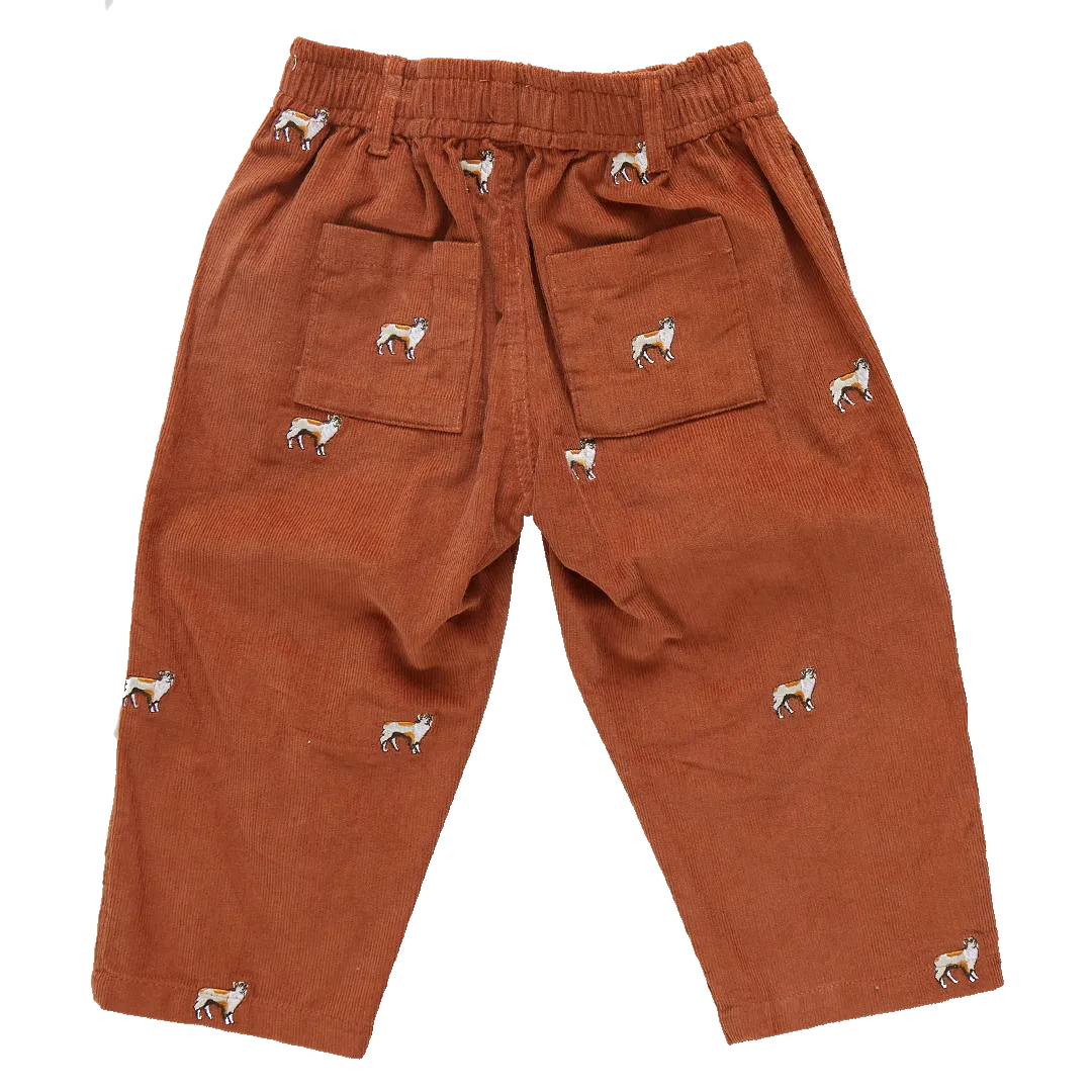 Boys Corduroy Jackson Pant - Dog Embroidery