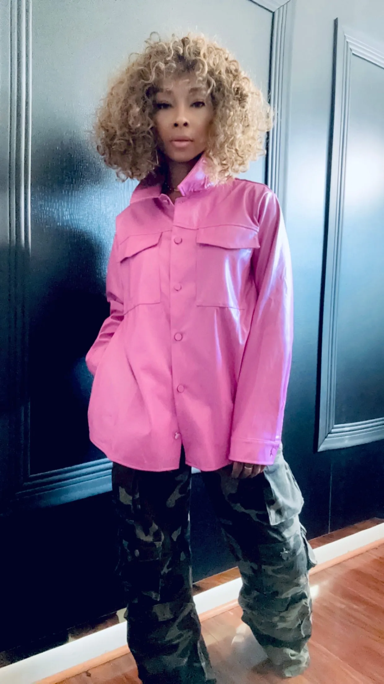 BUBBLE YUM Faux Leather Shacket