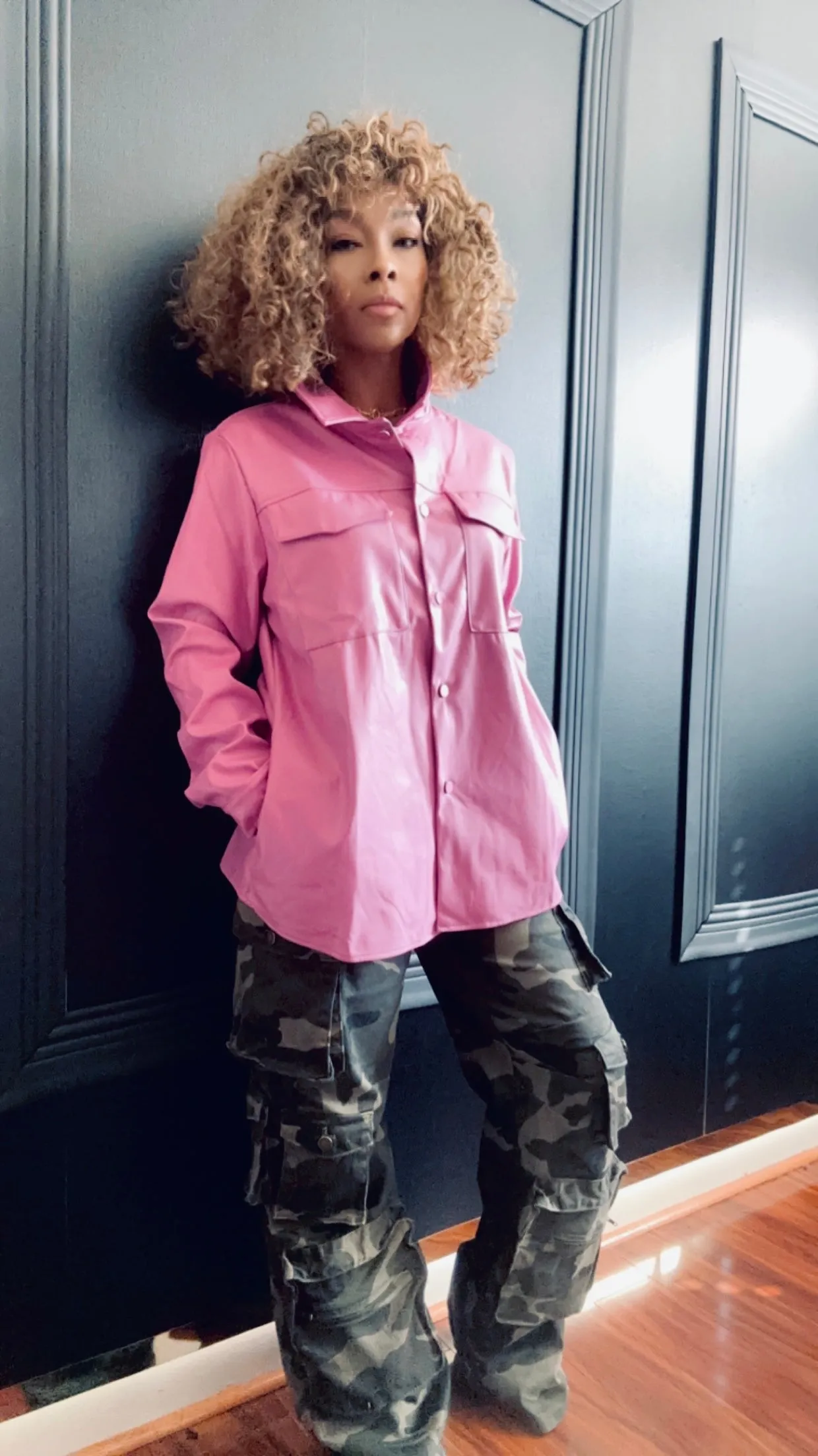 BUBBLE YUM Faux Leather Shacket