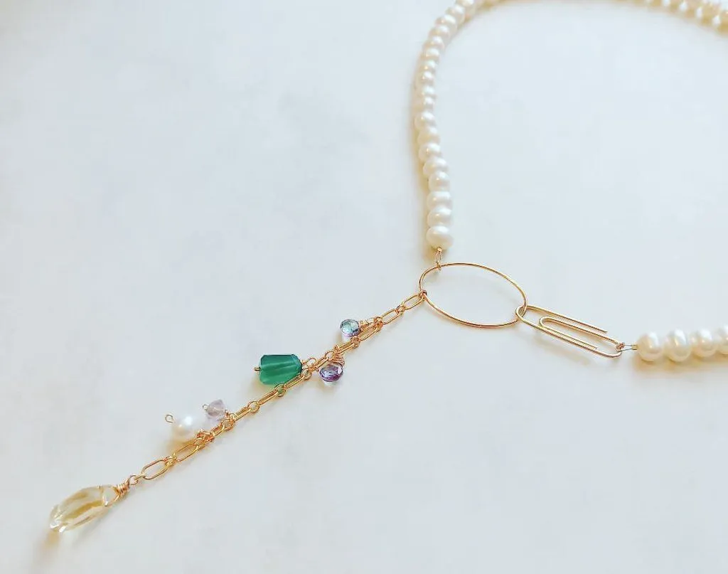 Clip pearl necklace:independent
