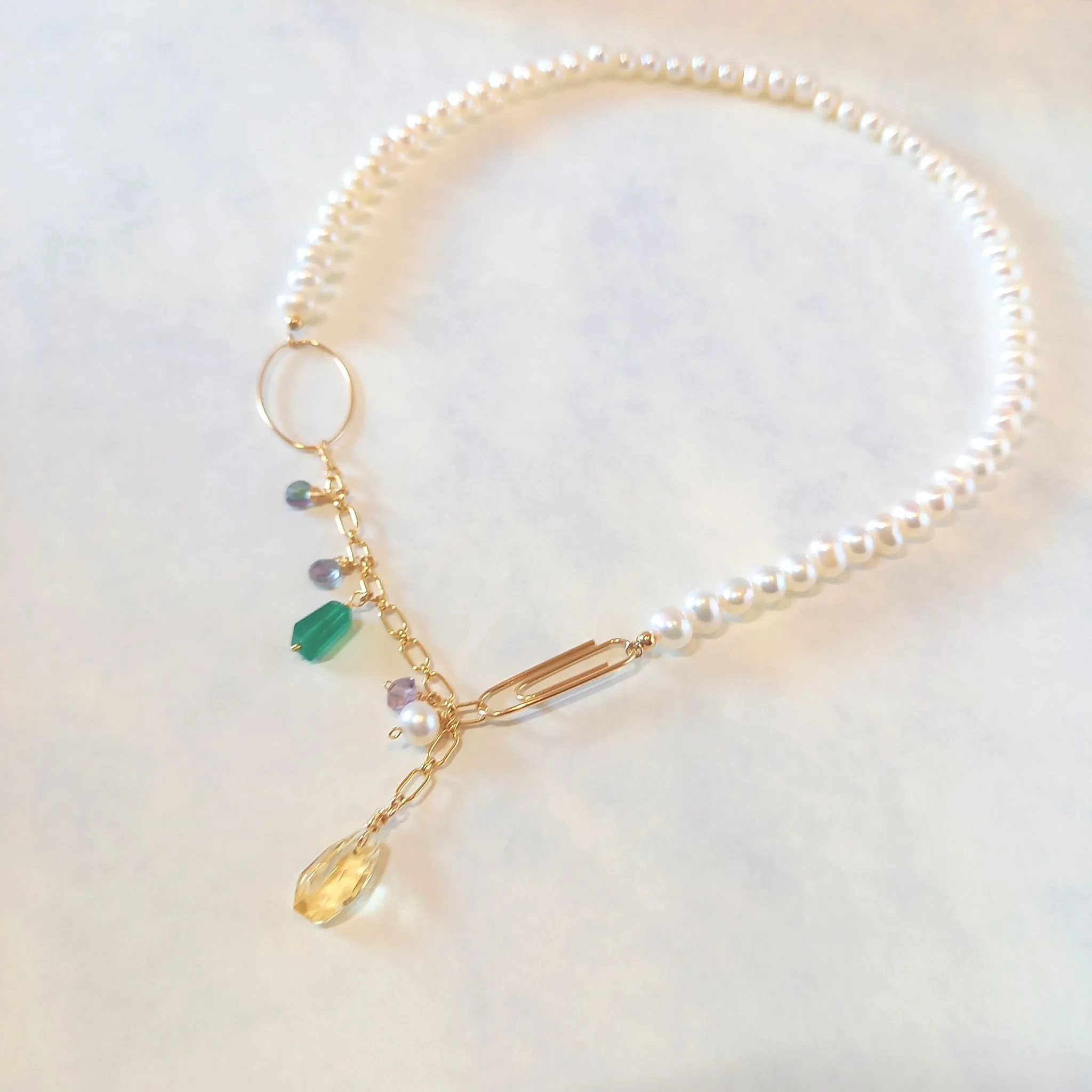 Clip pearl necklace:independent