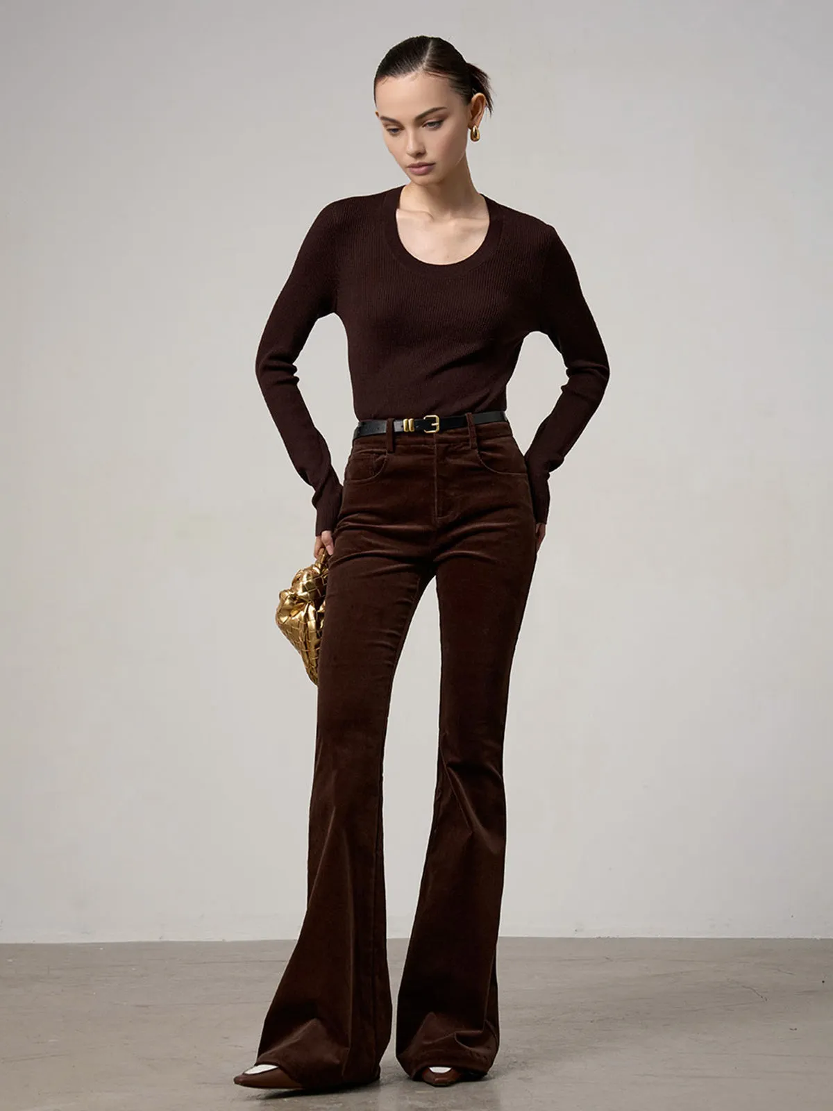 Corduroy Bootcut Pants Without Belt