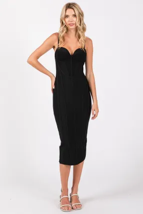 corset seamed bandage sleeveless midi dress