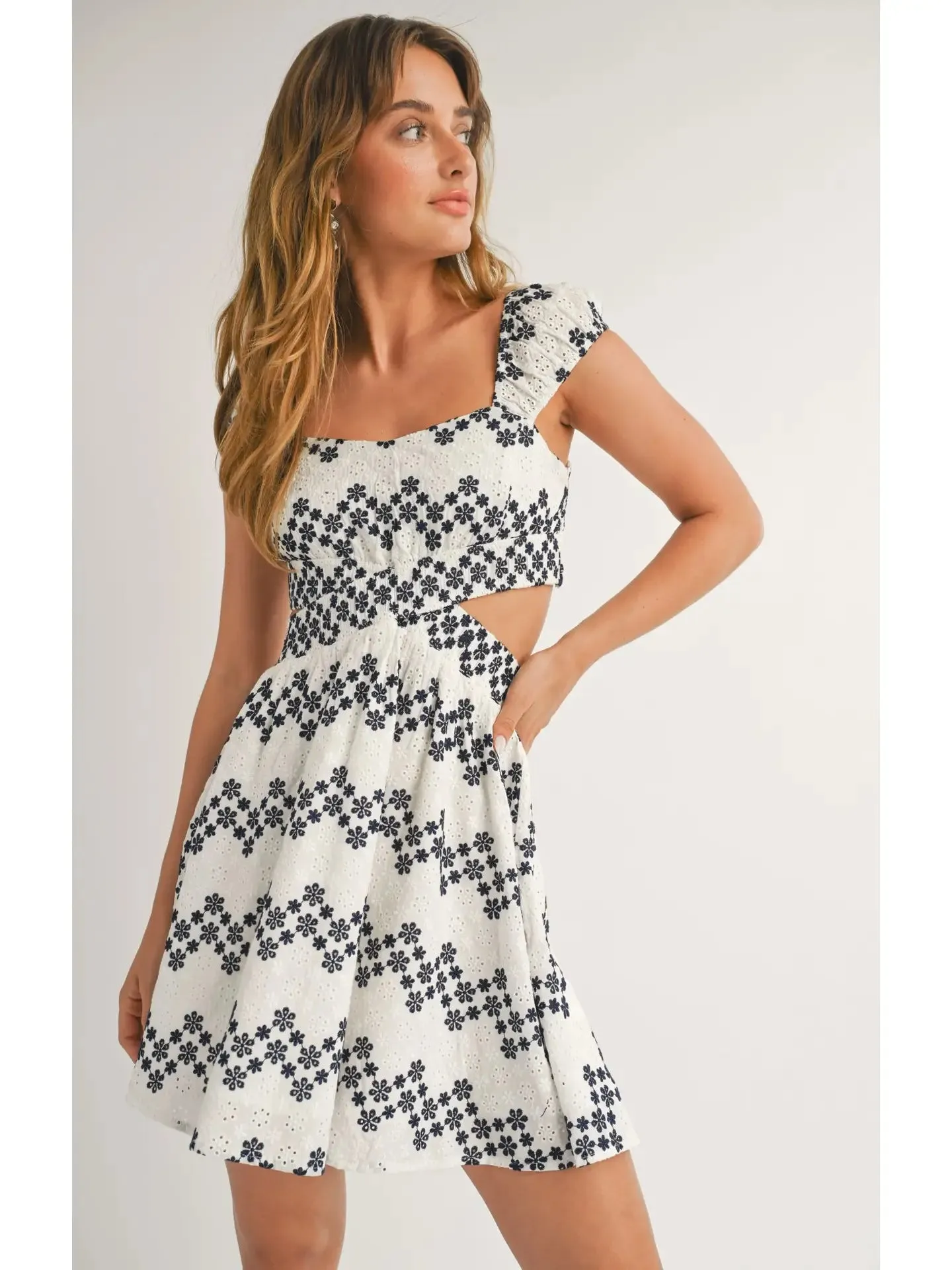 Costa Del Sol Eyelet Cutout Mini Dress