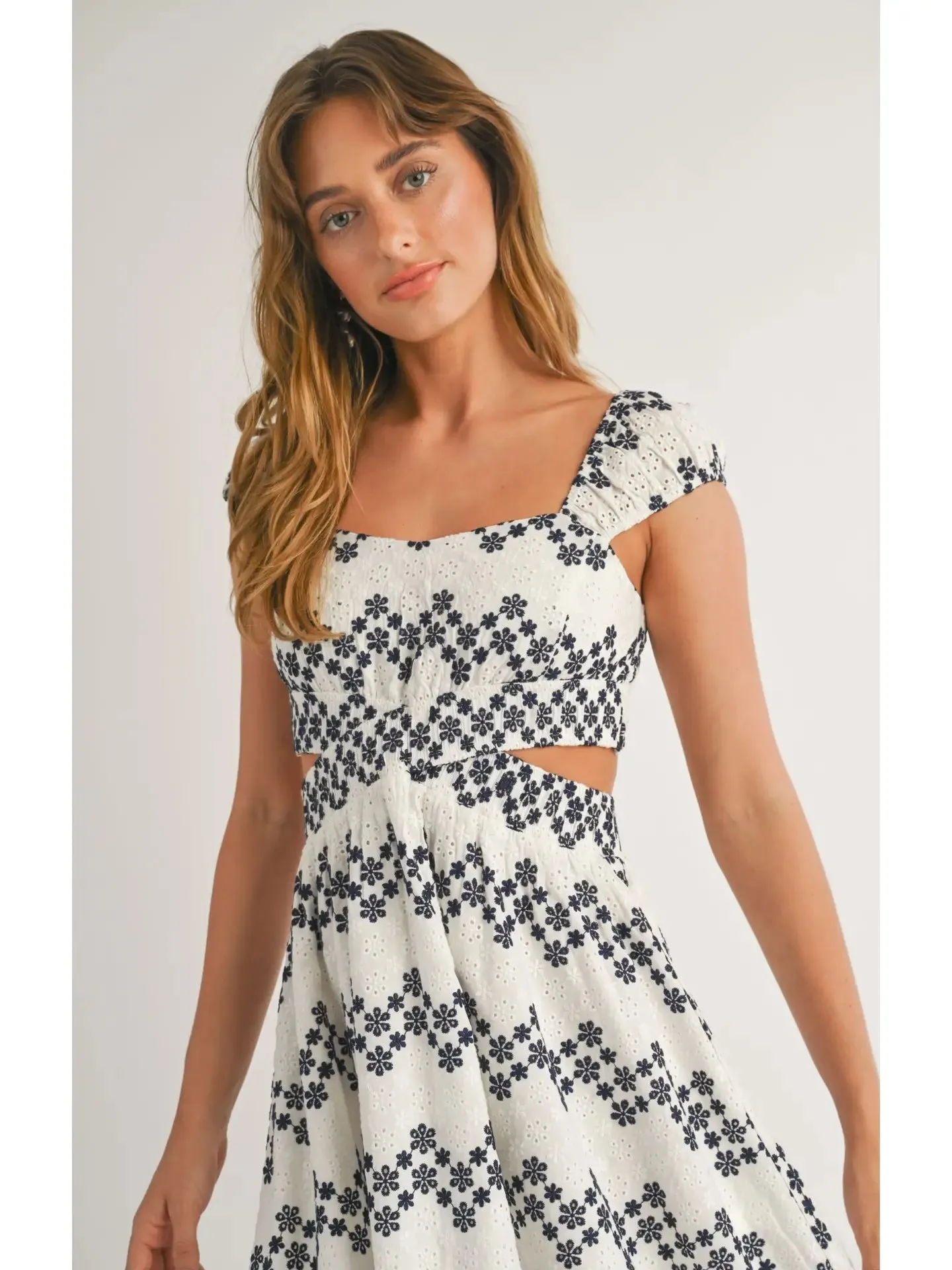 Costa Del Sol Eyelet Cutout Mini Dress