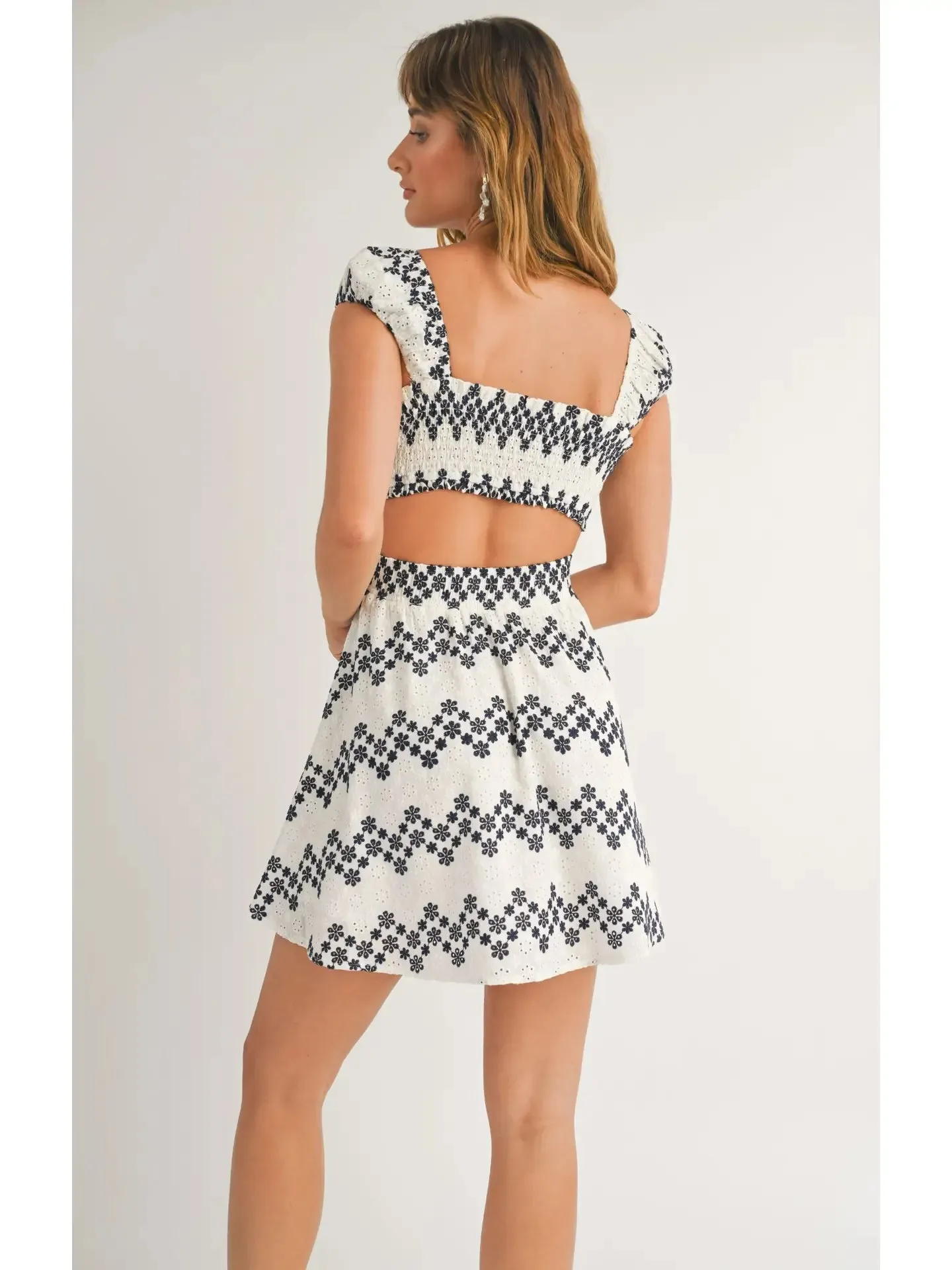 Costa Del Sol Eyelet Cutout Mini Dress