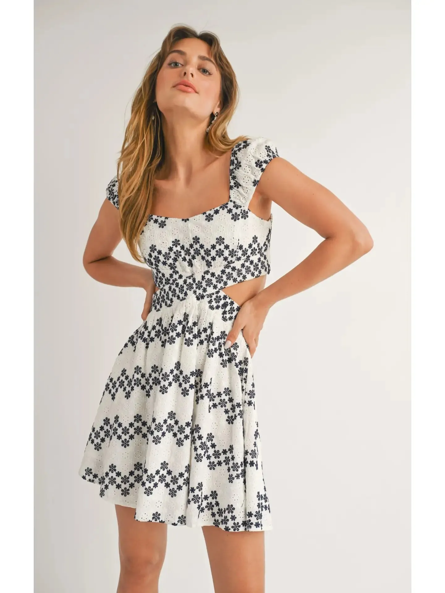 Costa Del Sol Eyelet Cutout Mini Dress