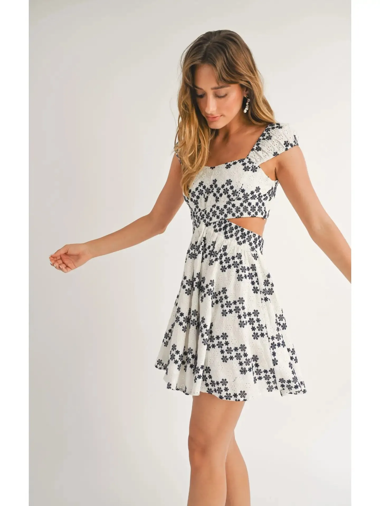 Costa Del Sol Eyelet Cutout Mini Dress