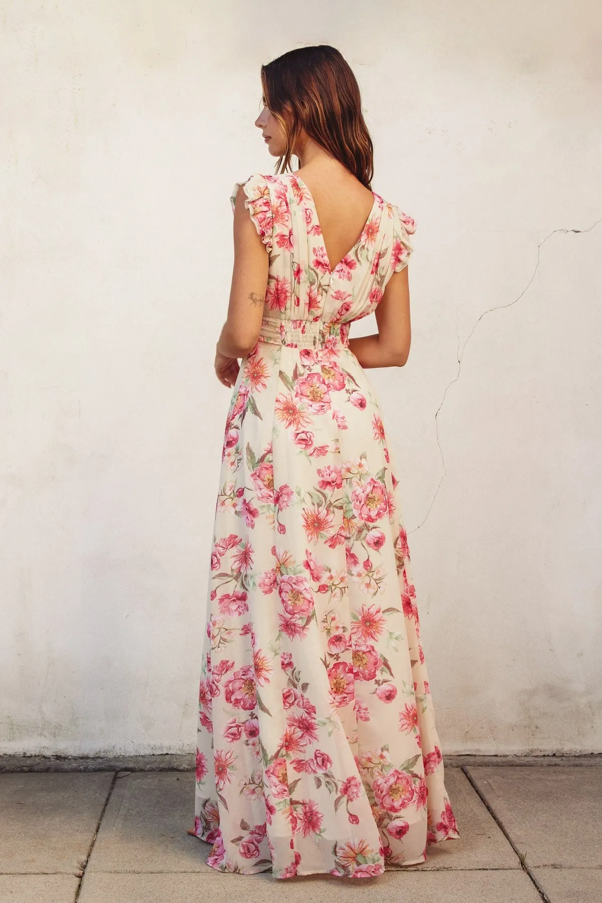 Dream Girl Plunging Tuck Maxi Dress