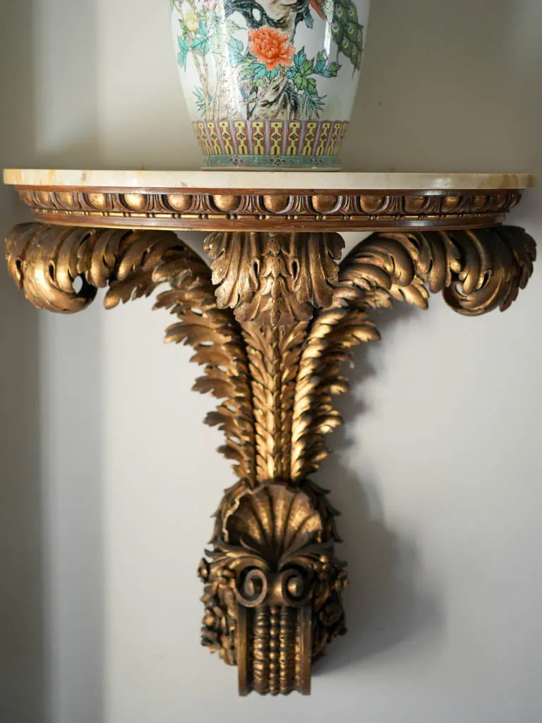 Extra-large pair of wall consoles / brackets w/ Prince of Wales feathers 27½"