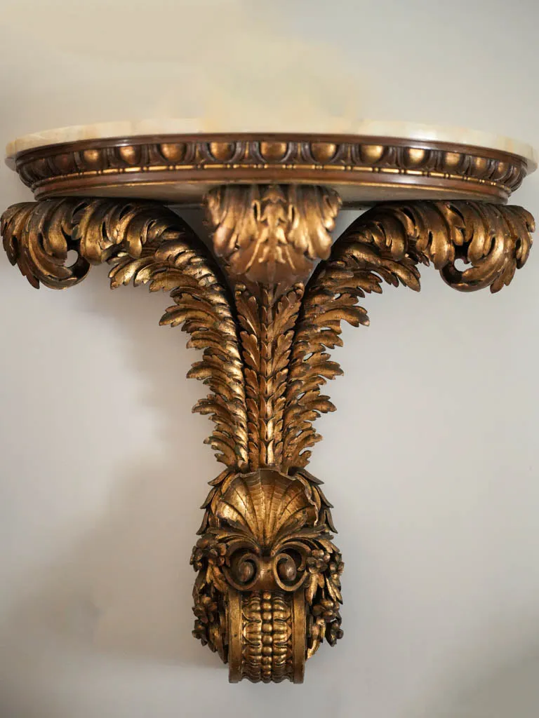 Extra-large pair of wall consoles / brackets w/ Prince of Wales feathers 27½"
