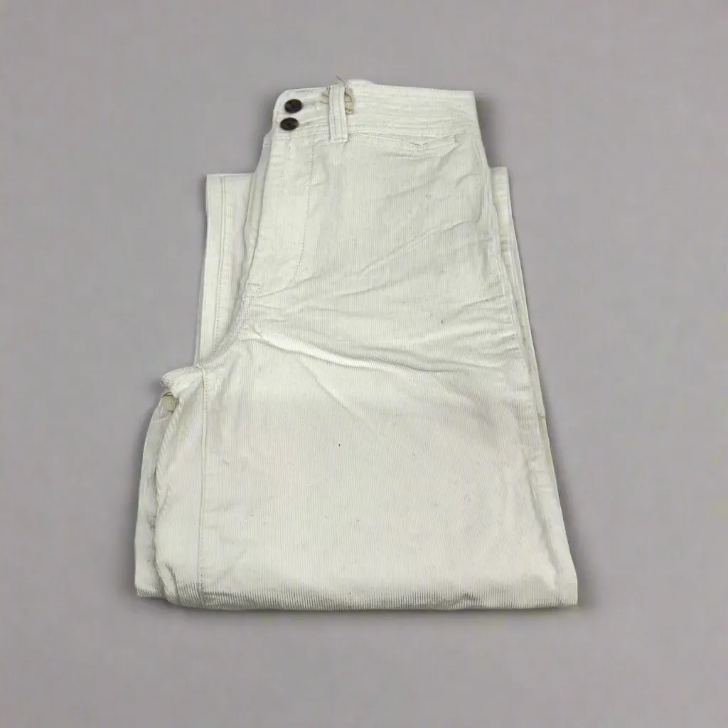 Fahernity Women's Organic Cotton Corduroy Flare Pants, White, New with Imperfection, Size 26