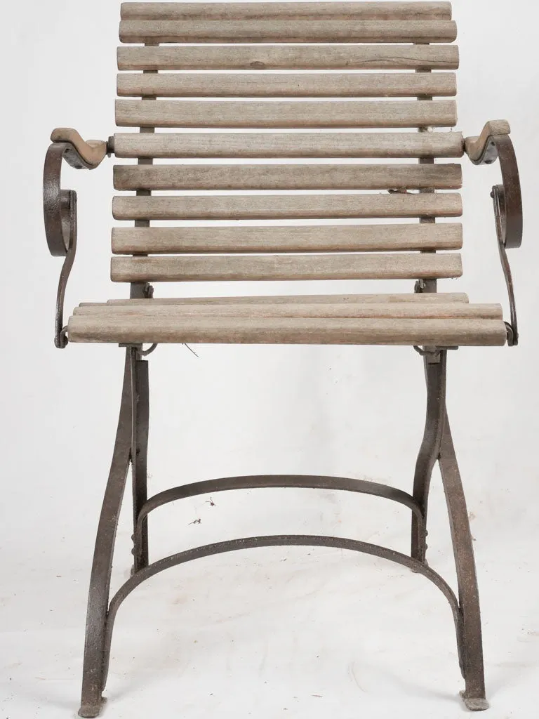 Folding garden armchair w/ timber slats