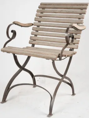 Folding garden armchair w/ timber slats