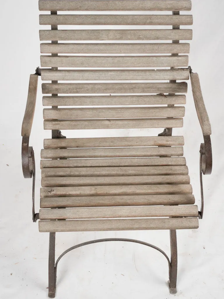 Folding garden armchair w/ timber slats