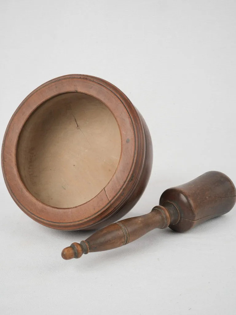 French turned wooden mortar & pestle set - 19th-century 6¼"