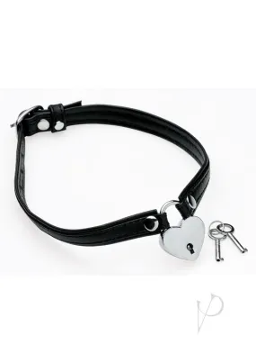 Heart Lock Choker With key Black