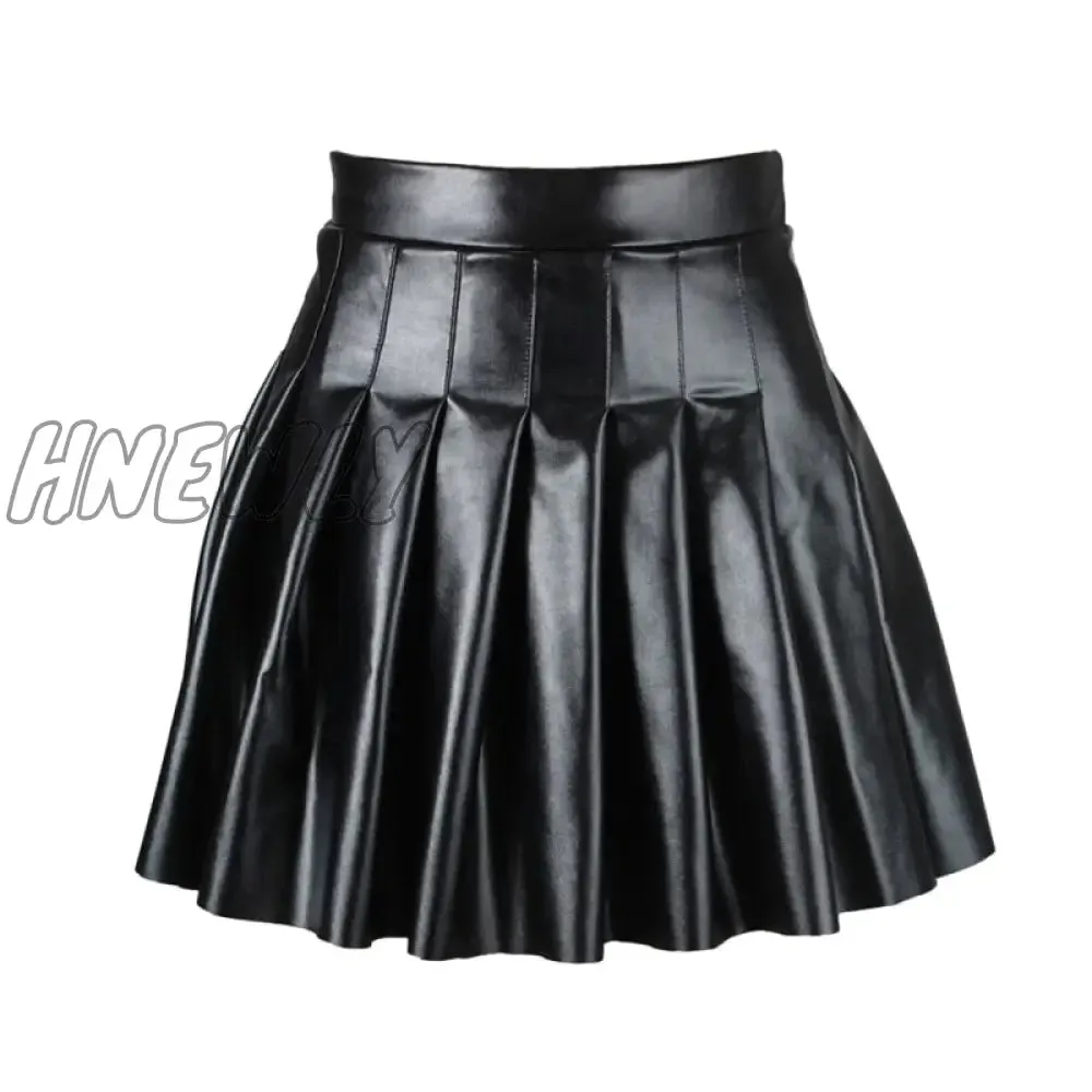 Hnewly Black Pleated A-Line Women Mini Skirts High Waist Female Skirt Spring Streetwear Solid All-Match Casual Lady Bottom