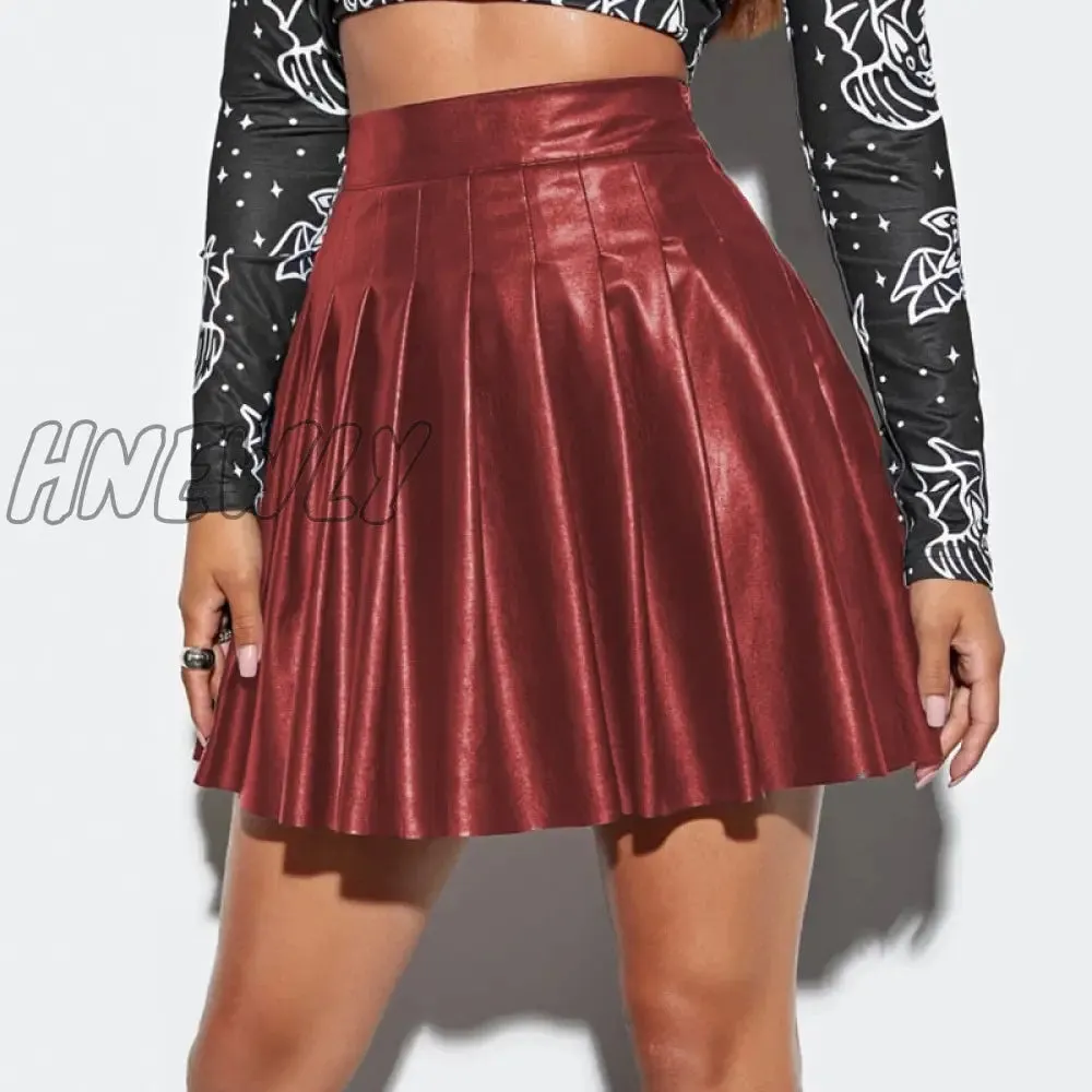 Hnewly Black Pleated A-Line Women Mini Skirts High Waist Female Skirt Spring Streetwear Solid All-Match Casual Lady Bottom