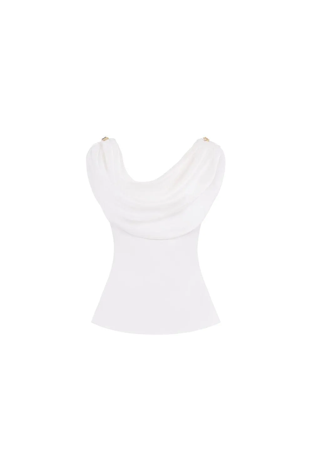 Ivory Bodycon Cowl Neck Organza Top
