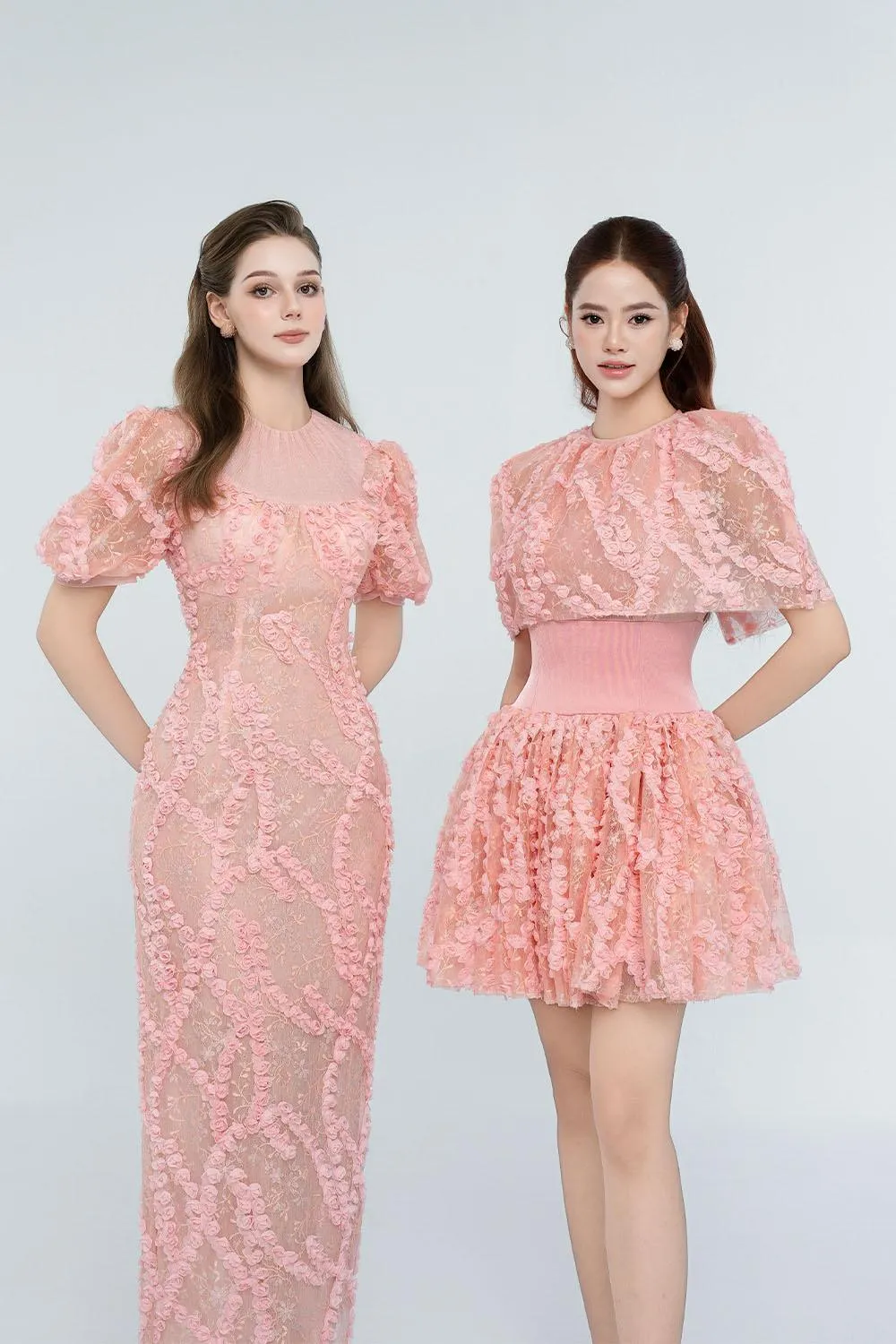Jordyn A-line Cape Shoulder Mesh Mini Dress