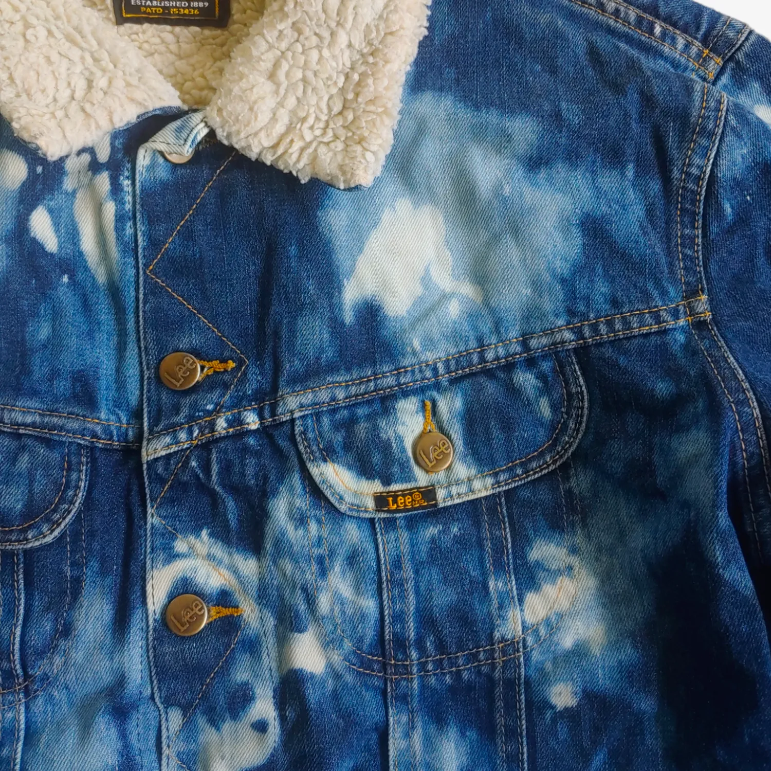 Lee Tie Dye Denim Jacket With Faux Fur Sherpa Lining