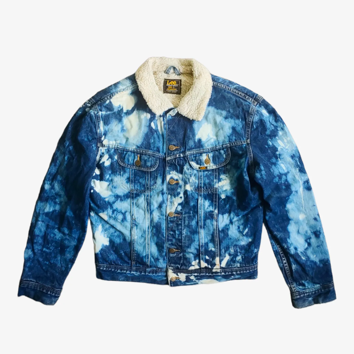 Lee Tie Dye Denim Jacket With Faux Fur Sherpa Lining