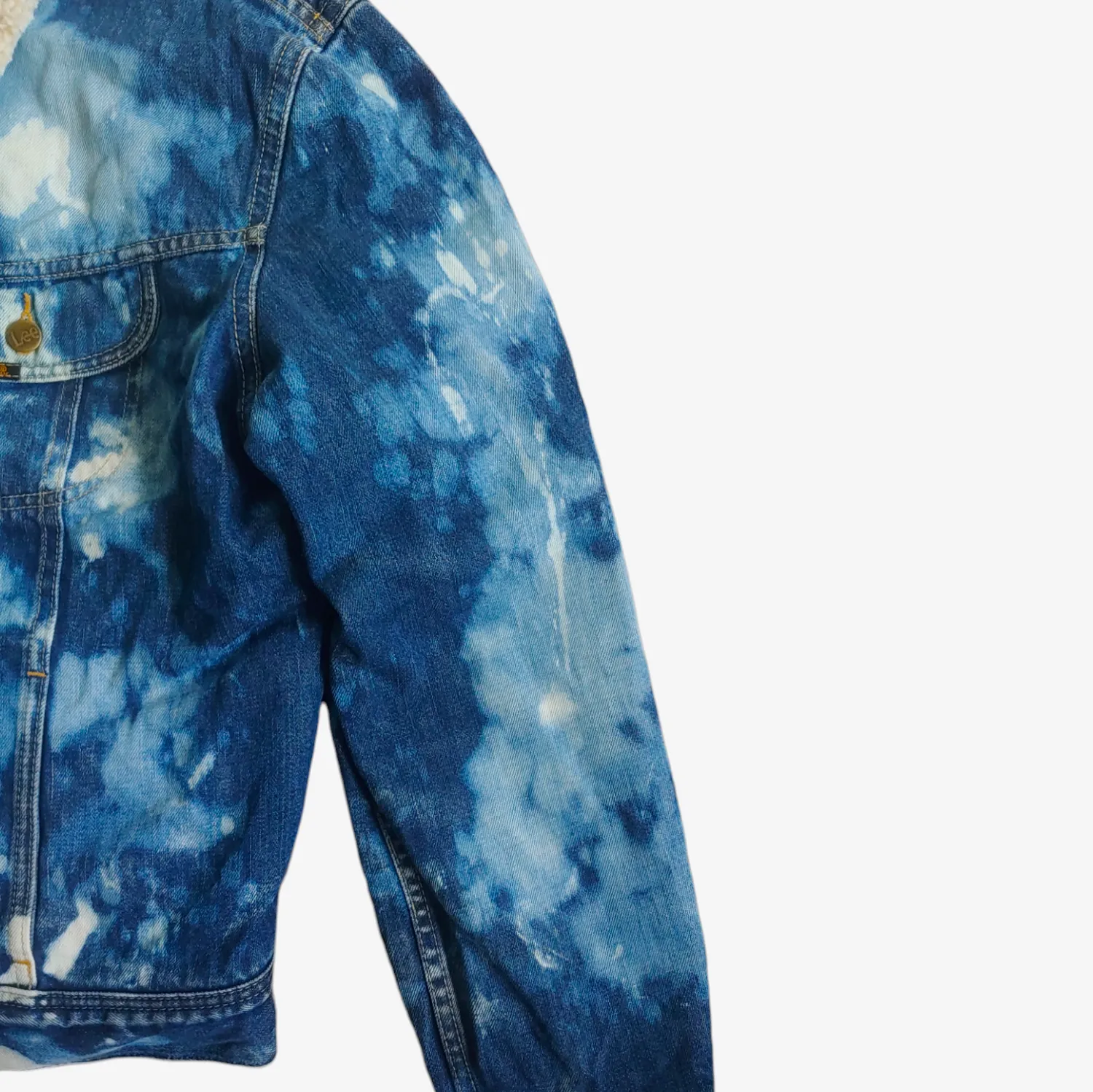 Lee Tie Dye Denim Jacket With Faux Fur Sherpa Lining