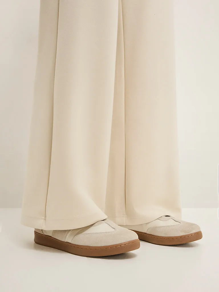 LOV Beige Solid High-Rise Track Pants