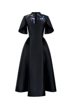 Madilyn A-line Slit Sleeved Zibeline Midi Dress