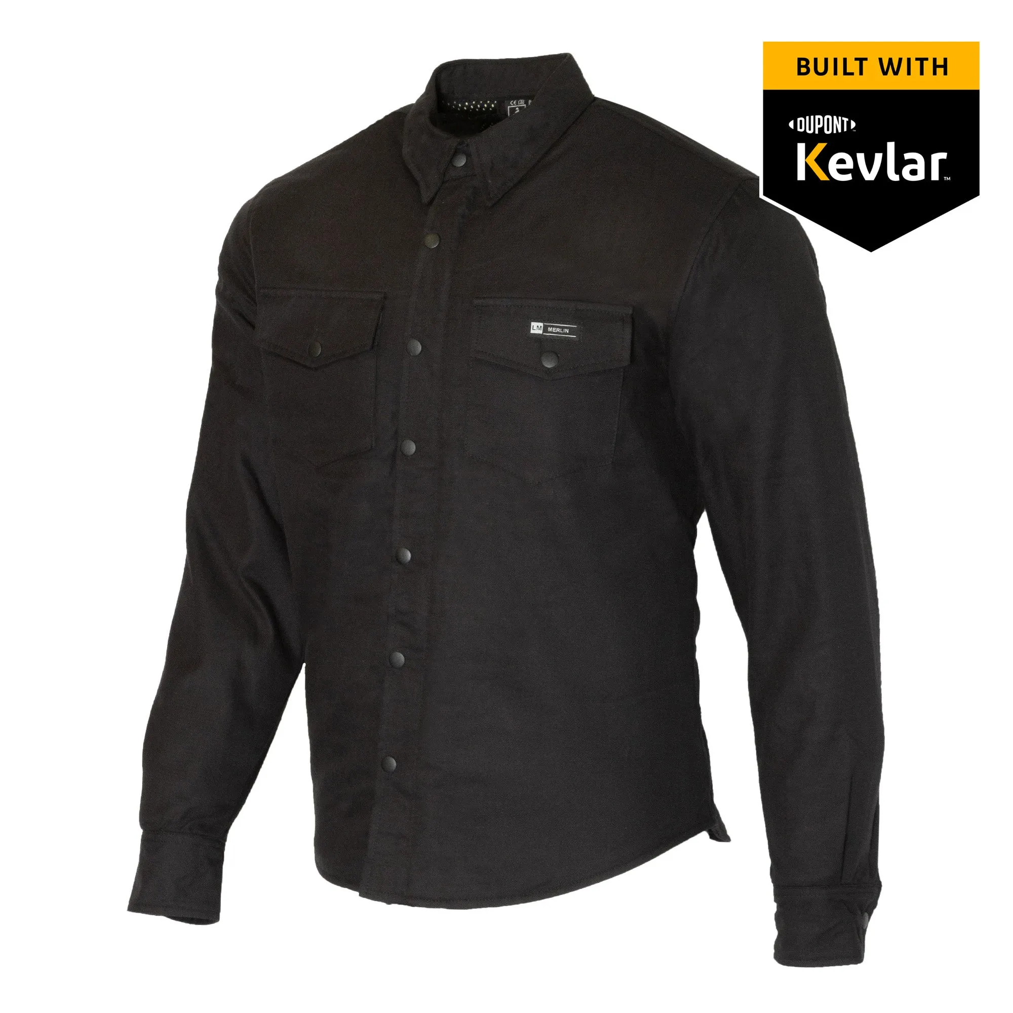 Merlin Axe Black Out Armoured Zip Up Protective Shirt Made with DuPont Kevlar