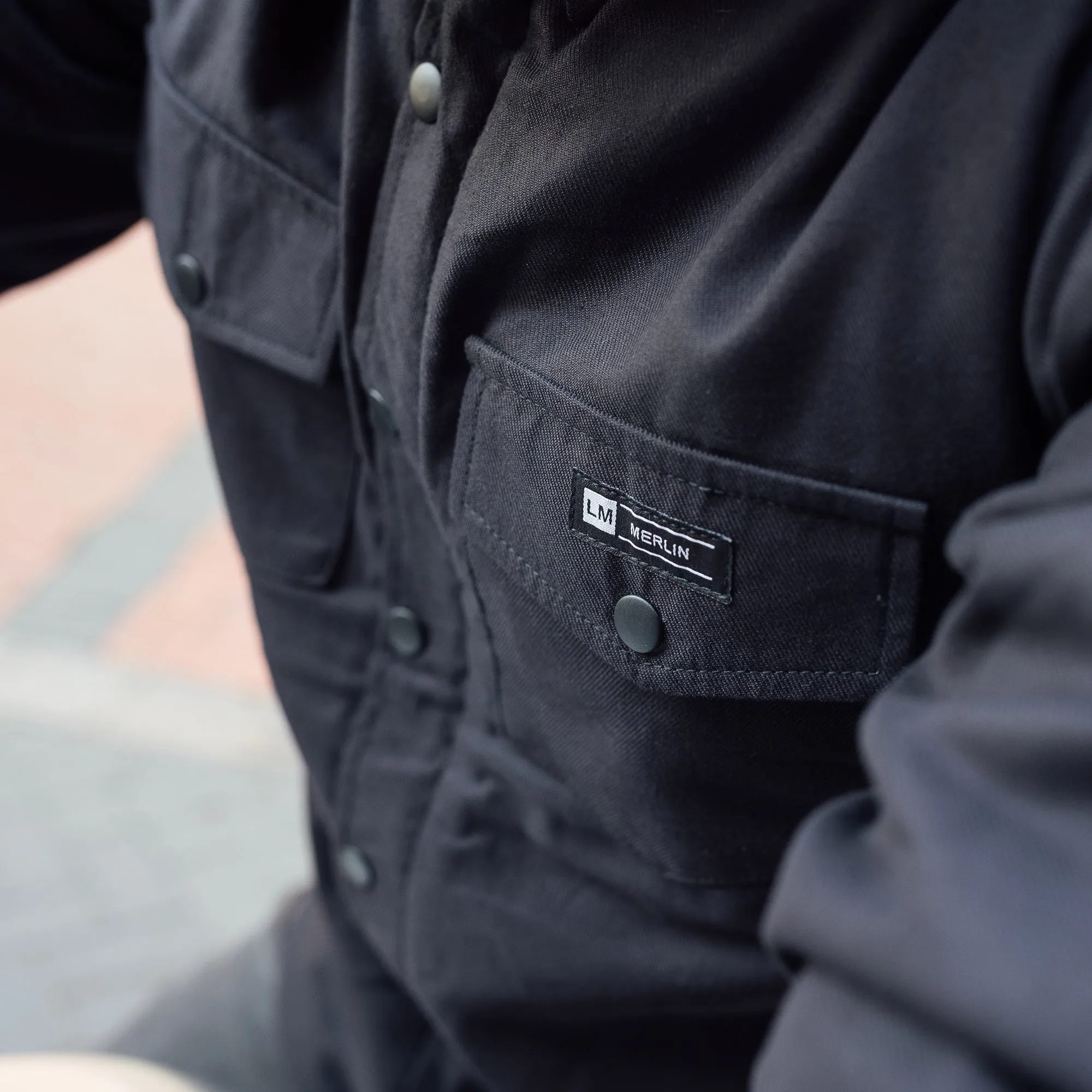 Merlin Axe Black Out Armoured Zip Up Protective Shirt Made with DuPont Kevlar