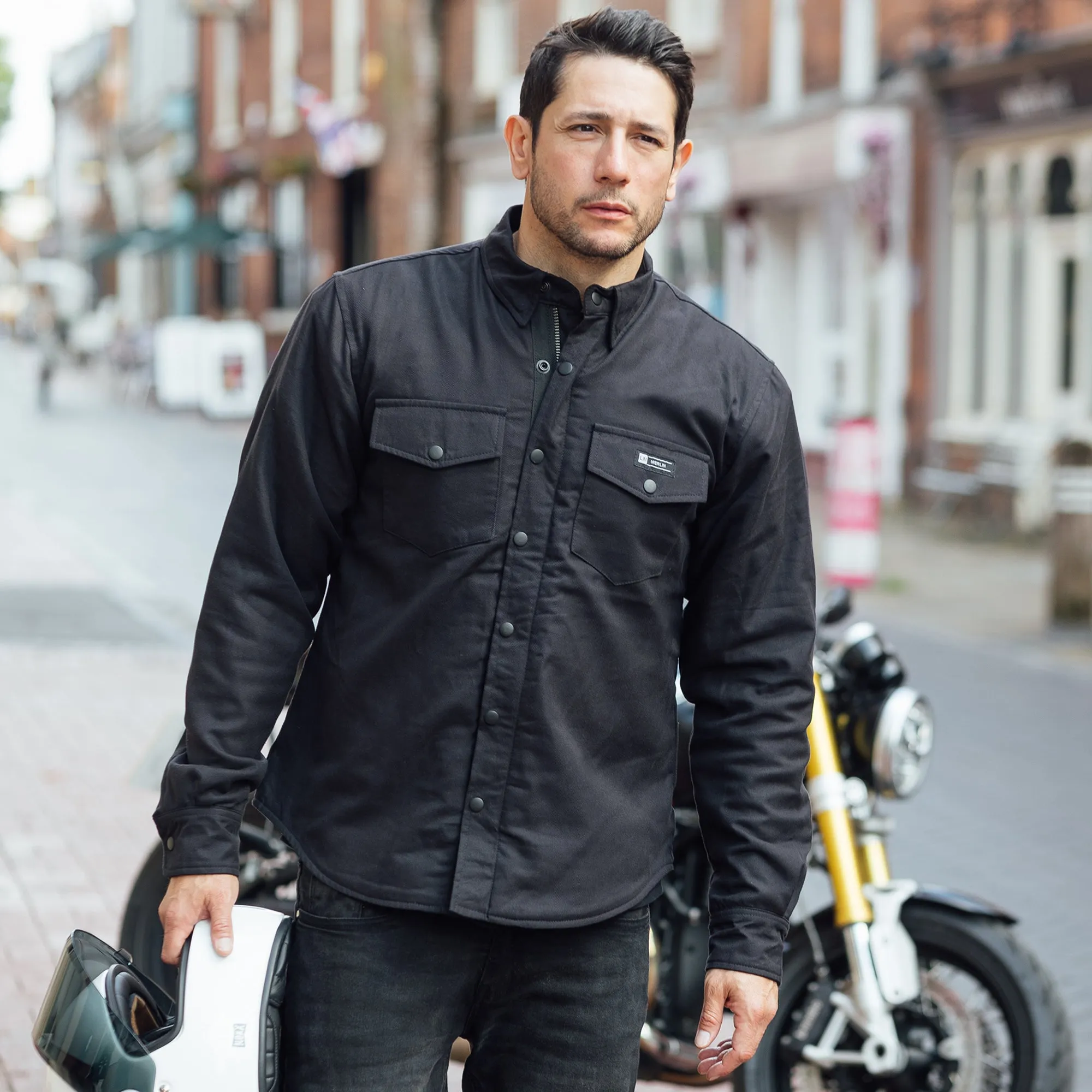 Merlin Axe Black Out Armoured Zip Up Protective Shirt Made with DuPont Kevlar