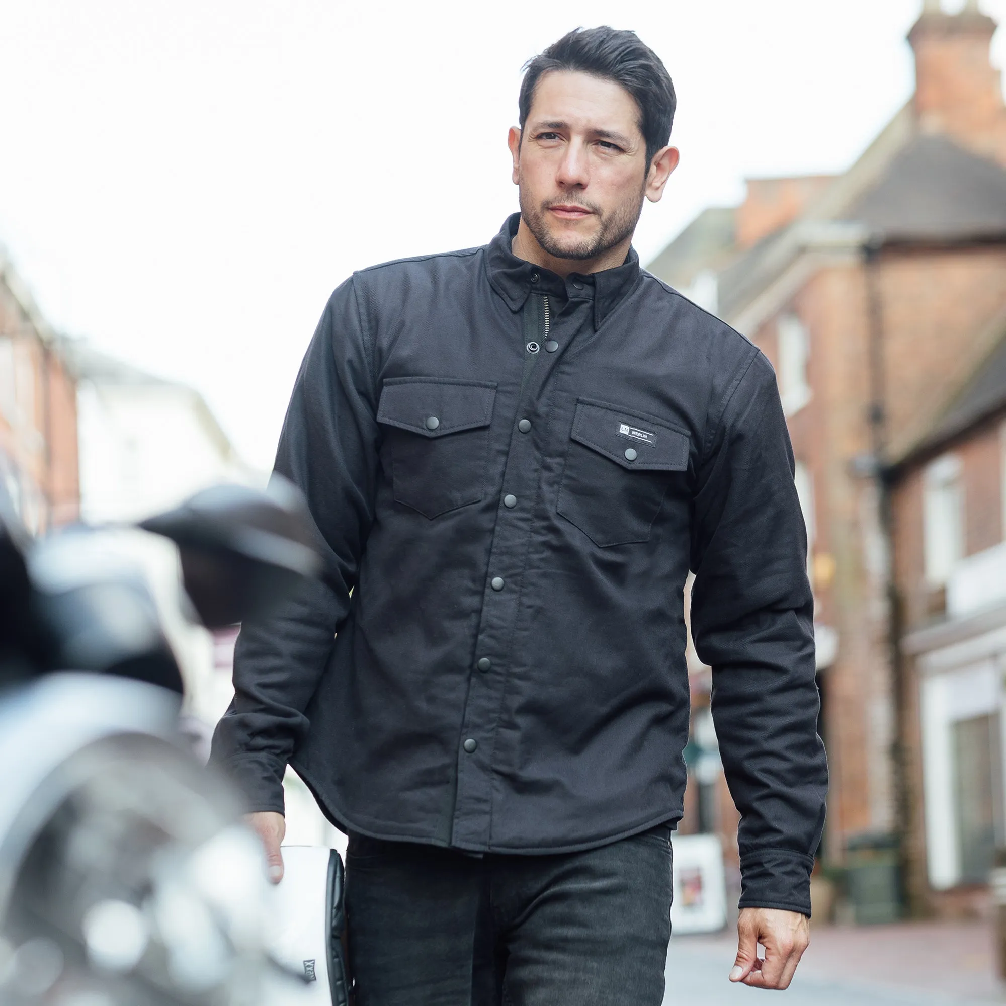 Merlin Axe Black Out Armoured Zip Up Protective Shirt Made with DuPont Kevlar