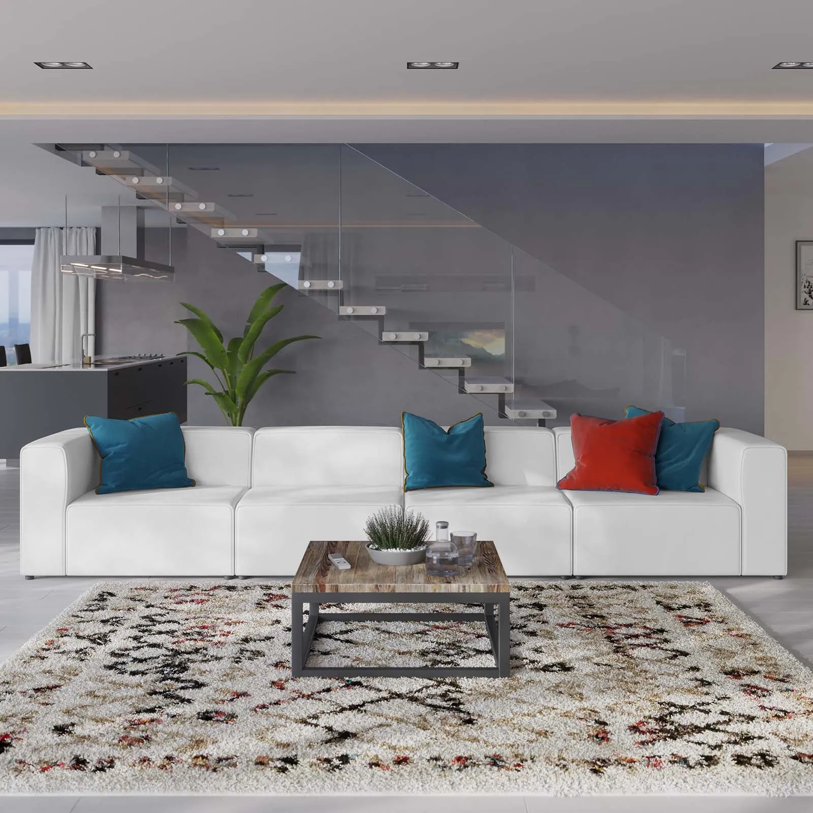 Mingle Vegan Leather 4-Piece Sectional Sofa White EEI-4793-WHI