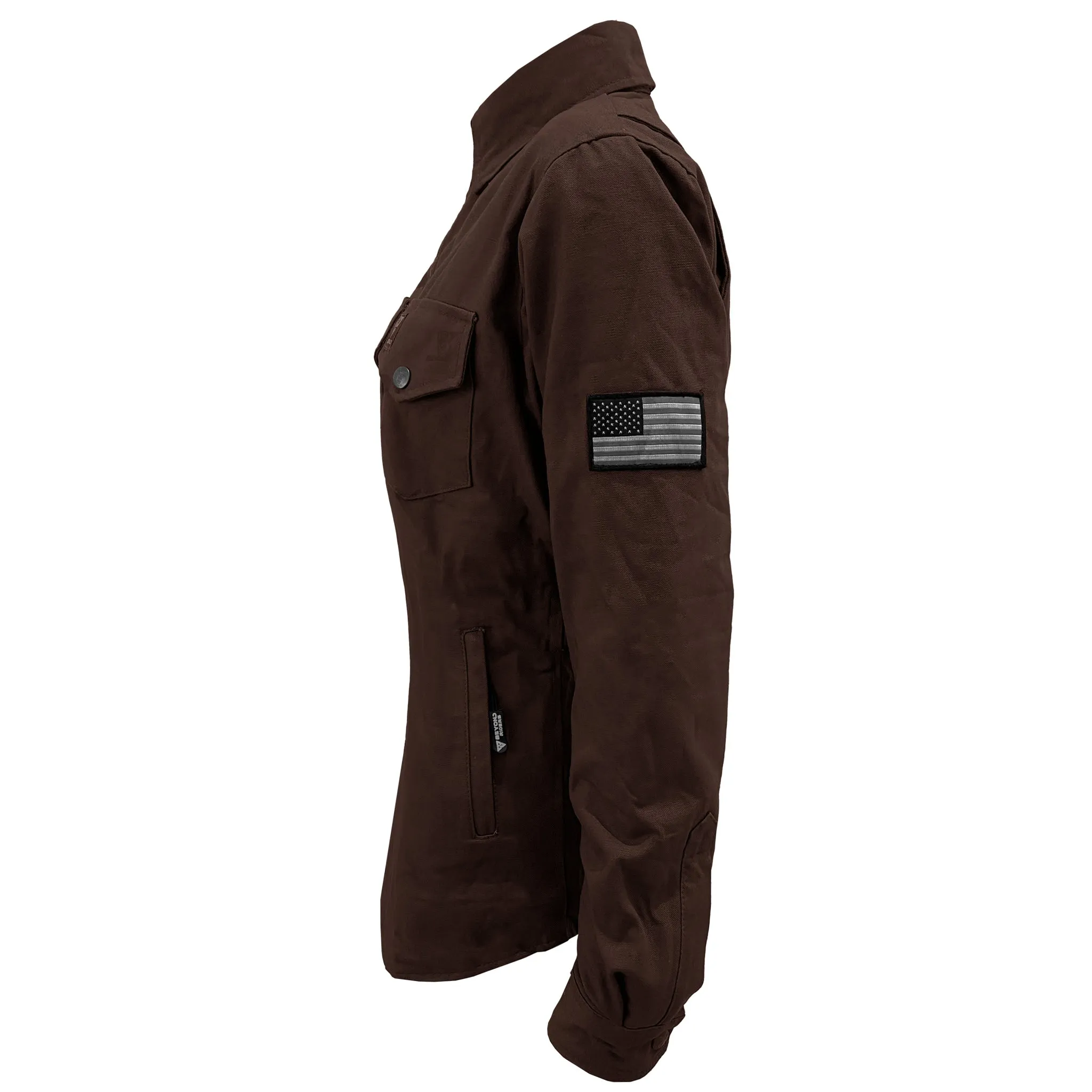 Protective Canvas Jacket for Women - Dark Brown with Pads