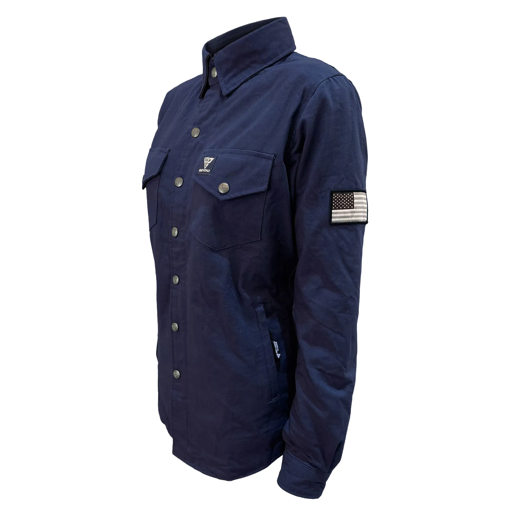 Protective Canvas Jacket for Women - Navy Blue with Pads
