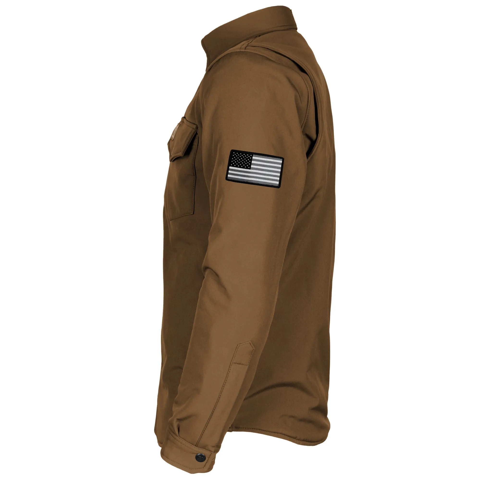 Protective SoftShell Winter Jacket for Men - Light Brown Matte with Pads