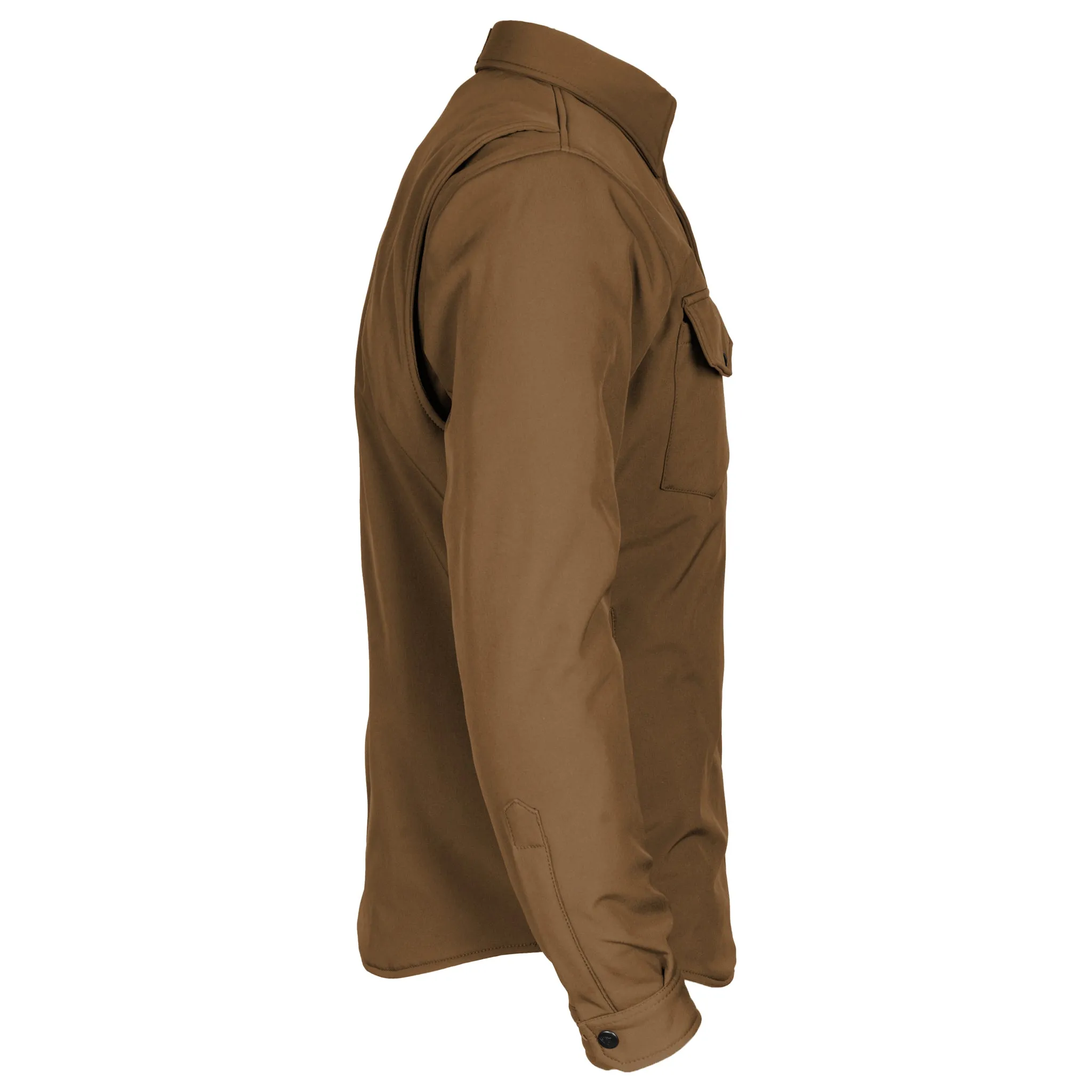 Protective SoftShell Winter Jacket for Men - Light Brown Matte with Pads