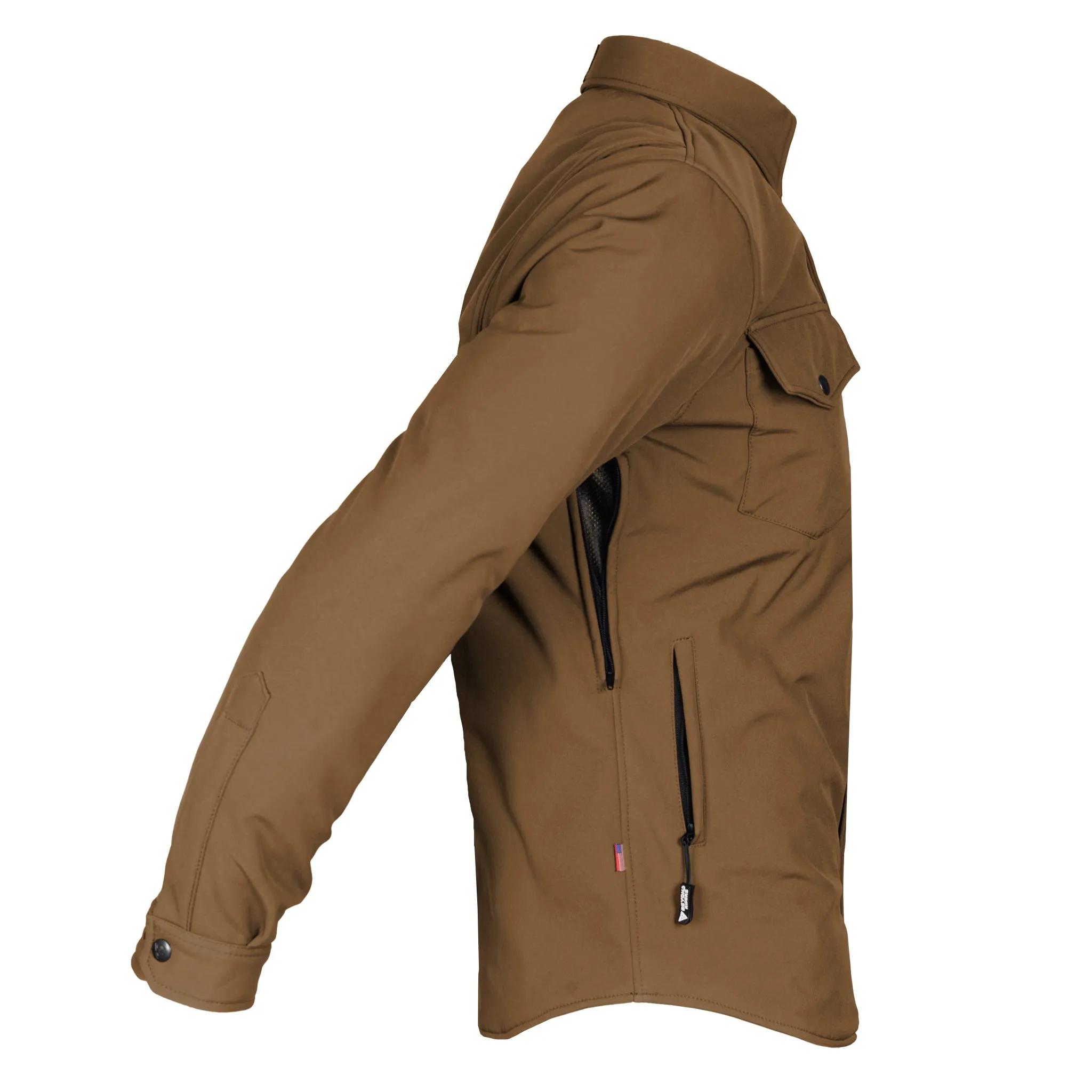 Protective SoftShell Winter Jacket for Men - Light Brown Matte with Pads
