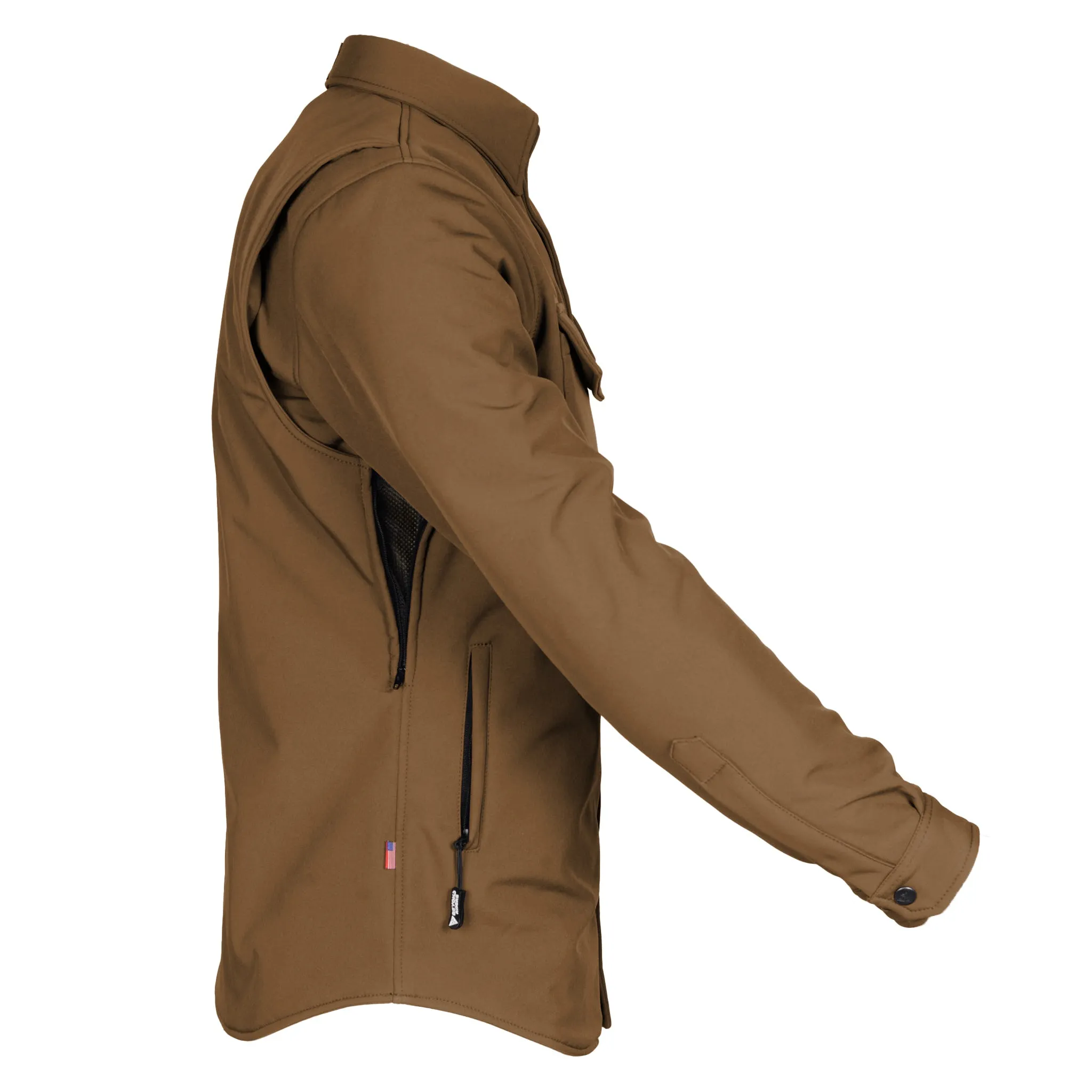 Protective SoftShell Winter Jacket for Men - Light Brown Matte with Pads